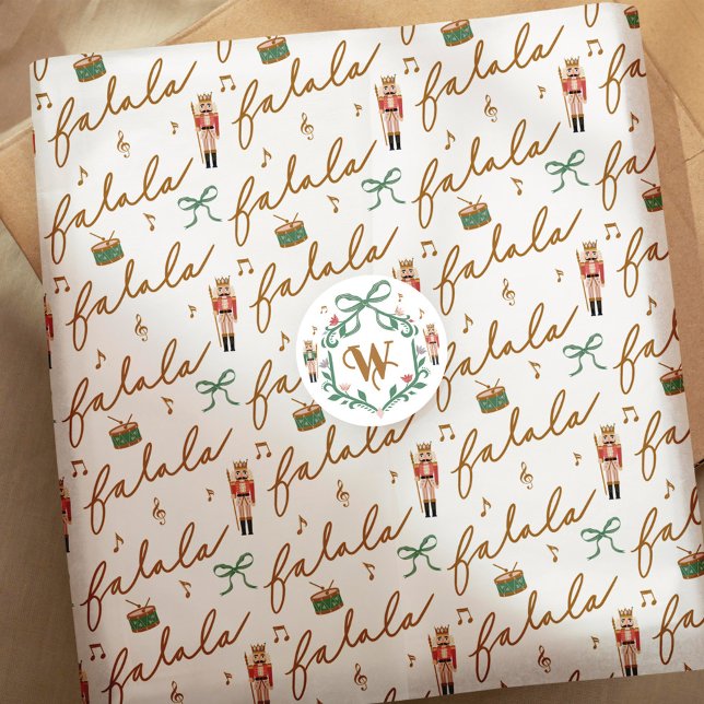 Papier Mousseline Fa La Girls Christmas Nutcracker Bow Music (Fa La La Girly Christmas Nutcracker Bow Music Tissue Paper)