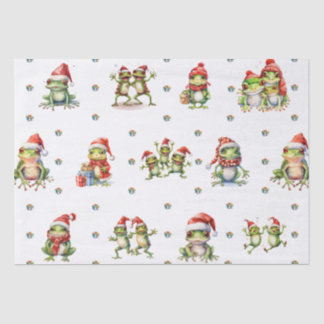 Papier Mousseline Fabuleux grenouilles Noël en blanc