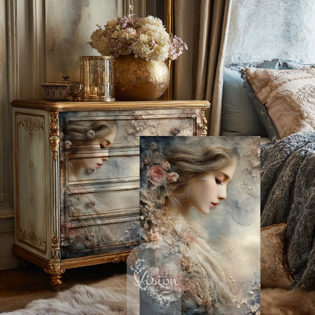 Papier Mousseline Faded Whispers Romantique Rose Shabby Chic Portrai (Faded Whispers, Romantic Portrait Art, Shabby Chic, vintage Rose Floral Decoupage Tissue Paper.)