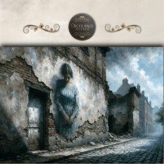 Papier Mousseline Faded Woman on Stone Wall Decoupage