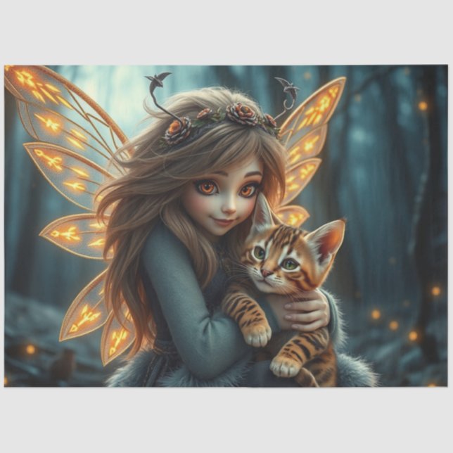 Papier Mousseline Fairy and her Cat (Recto)