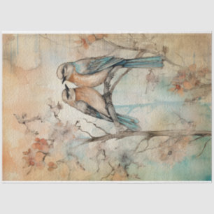 Papier Mousseline Fairy Land Spring Forest Birds No1