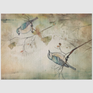 Papier Mousseline Fairy Land Spring Forêt Oiseaux gris