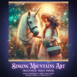 Papier Mousseline Fairytale Fantasy Unicorn With Girl Decoupage
