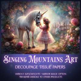 Papier Mousseline Fairytale Secret Garden Unicorn Girl Decoupage 