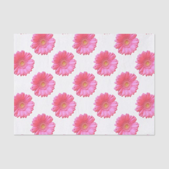 Papier Mousseline Faisée de gerbera rose (Recto)