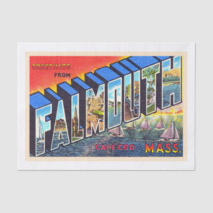 Papier Mousseline Falmouth Cape Cod Massachusetts Carte postale Vint