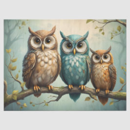 Papier Mousseline Famille Owl sur une succursale