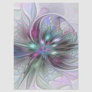 Papier Mousseline Fantaisie Abstraite Moderne Fleur Fractale Colorée
