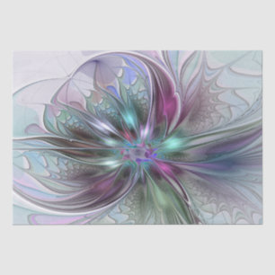 Papier Mousseline Fantaisie Abstraite Moderne Fleur Fractale Colorée
