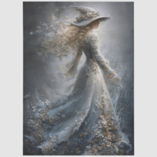 Papier Mousseline Fantaisie gothique de sorcière mystique pour décou