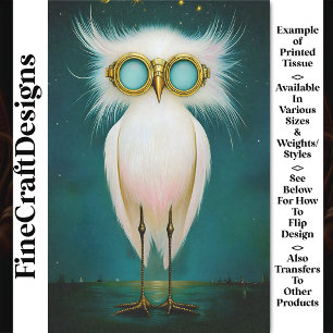 Papier Mousseline Fantastique Fluffy Cute White Bird BS8 Decoupage