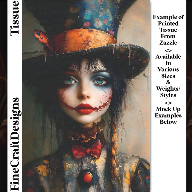 Papier Mousseline Fantasy Dark Gothic Alice Portrait DW5B Decoupage (Créateur téléchargé)