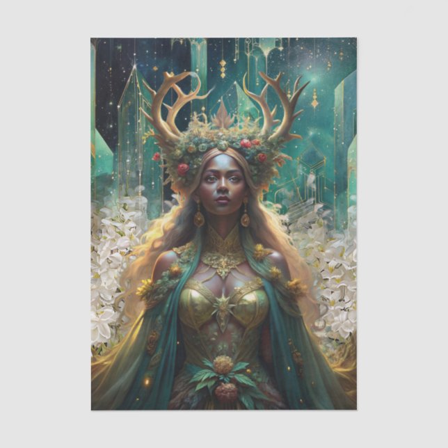 Papier Mousseline Fantasy Emerald Queens of the Forest Decoupage (Recto)