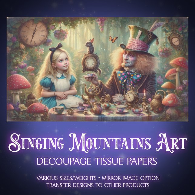 Papier Mousseline Fantasy Tea Party Alice and Hatter Decoupage (Créateur téléchargé)