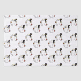 Papier Mousseline Fantômes blancs et chats noirs Halloween blanc
