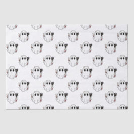 Papier Mousseline Fantômes blancs et chats noirs Halloween blanc