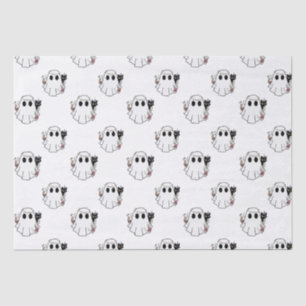 Papier Mousseline Fantômes blancs et chats noirs Halloween blanc
