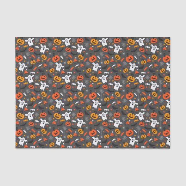 Papier Mousseline Fantômes éffrayants et citrouilles (Recto)