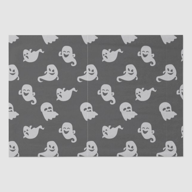Papier Mousseline Fantômes gris clair gris foncé Halloween gris (Recto)