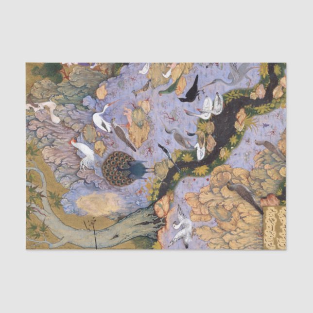 Papier Mousseline Farid al-Din 'Attar The Concourse of Birds (Recto)