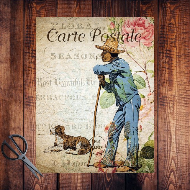 Papier Mousseline Farmhouse Country Farmer et son chien (Créateur téléchargé)