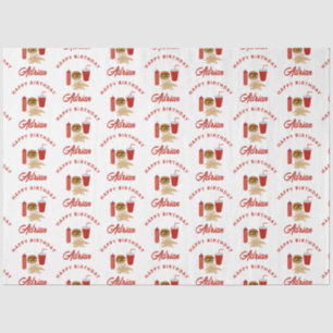 Papier Mousseline Fast Food Burger Fries Motif Anniversaire Nom
