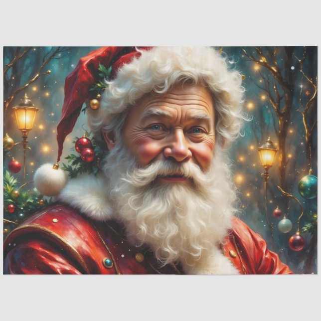 Papier Mousseline Father Christmas at the Lamplight Lane Decoupage  (Recto)