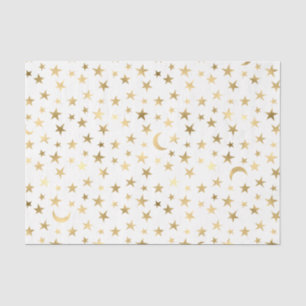 Papier Mousseline Faux Foil Gold Moon and Stars