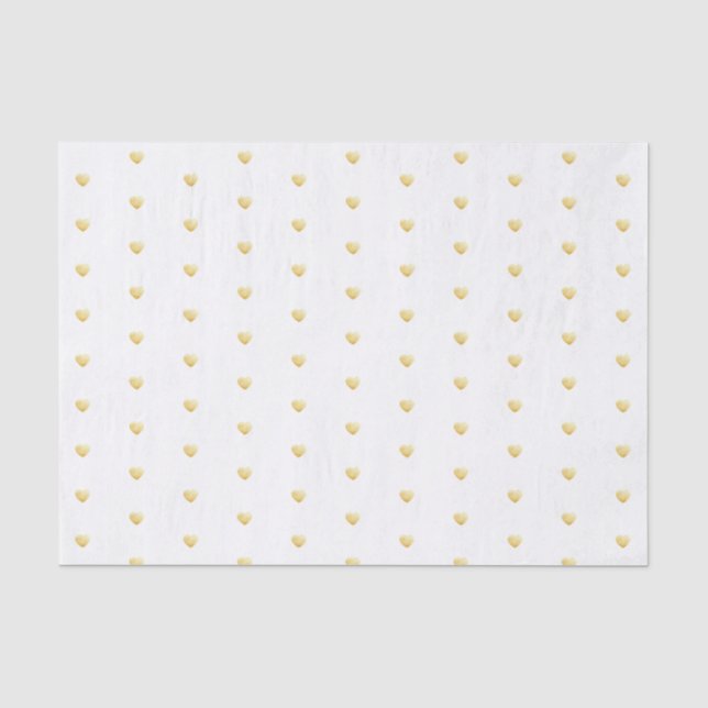 Papier Mousseline Faux Foil Motif de coeur sur blanc (Recto)