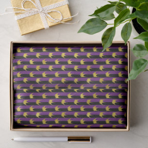Papier Mousseline Faux Gold Crowes Purple Black Stripes Mardi Gras