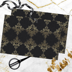 Papier Mousseline Faux Gold et Black Motif décorative