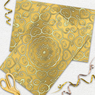 Papier Mousseline Faux Gold Foil Oriental Orné brillant