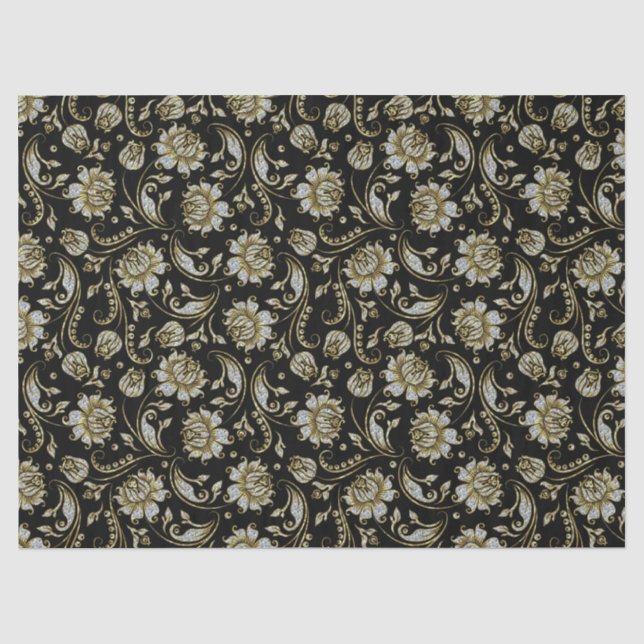 Papier Mousseline Faux Gold & Parties scintillant Damques Arrière -  (Recto)
