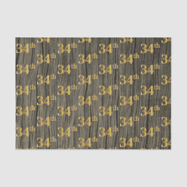 Papier Mousseline Faux Wood, Faux Gold 34e (Trente-Quatrième) (Recto)