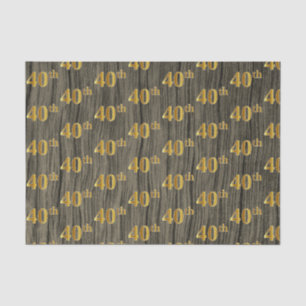 Papier Mousseline Faux Wood, Faux Gold 40th (Quarantième) Event