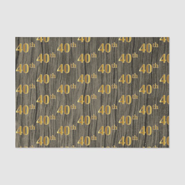 Papier Mousseline Faux Wood, Faux Gold 40th (Quarantième) Event (Recto)
