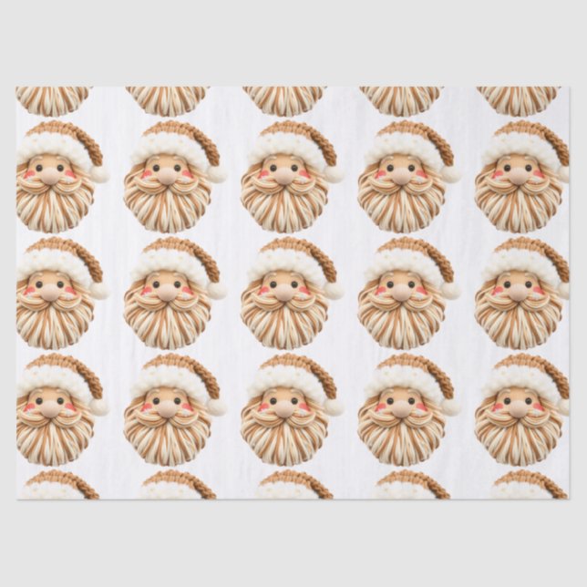 Papier Mousseline Faux Yarn Notch-Hook Santa Face Christmas Wrapping (Recto)