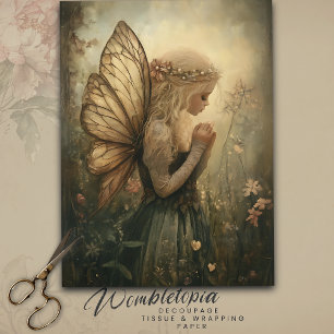 Papier Mousseline Fée de bois vintage avec découpage de la Couronne