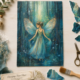 Papier Mousseline Fée Magique de la Forêt avec Papillons Decoupage