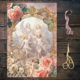 Papier Mousseline Fée rose romantiqueCore Roses Luna Moth Fées