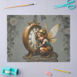 Papier Mousseline Fée Steampunk avec ailes d'or