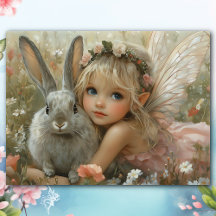 Fée vintage de Pâques avec Imaginaire floral lapin