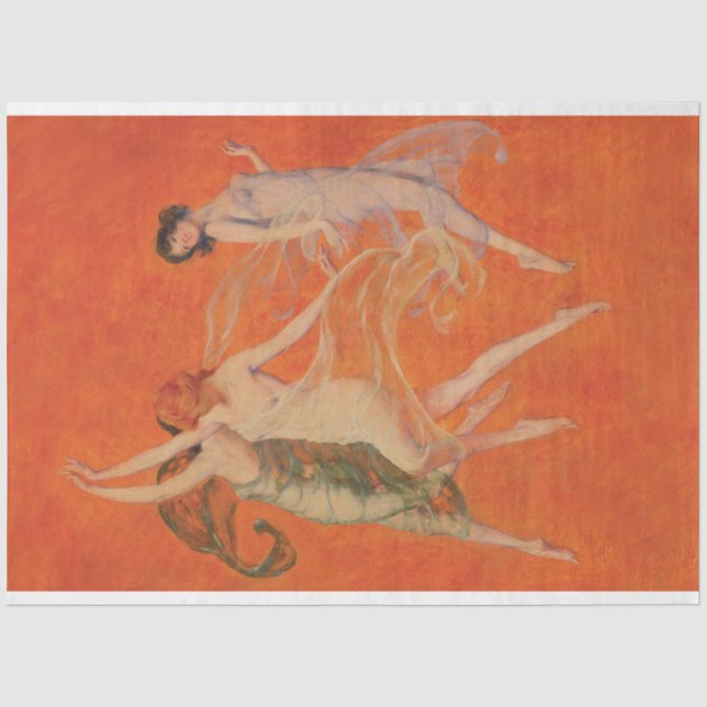 Papier Mousseline Fées dansantes Trois Grandes Oeuvres D'Art Orange (Recto)