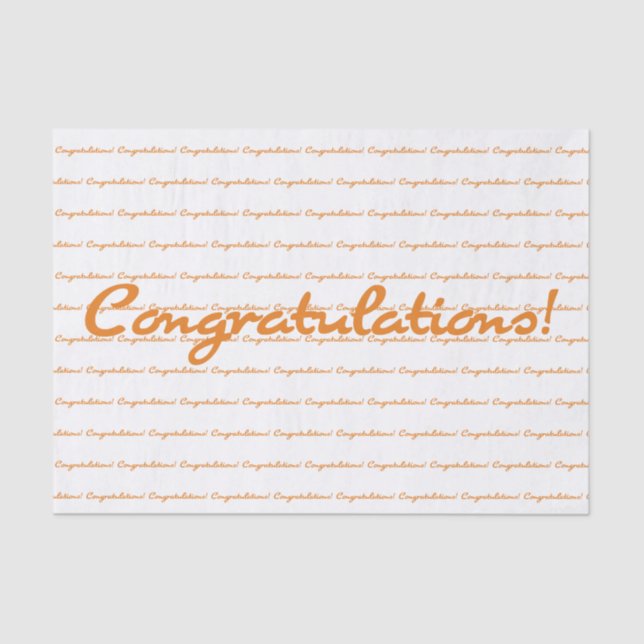 Papier Mousseline Félicitation ! Script décontracté orange automne (Recto)