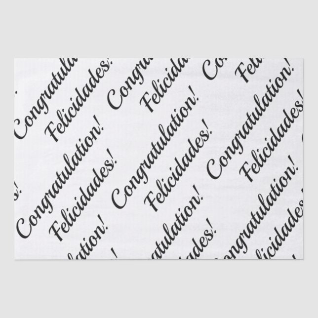 Papier Mousseline Félicitations Black & White Texte bilingue (Recto)
