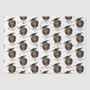 Papier Mousseline Félicitations Grad ! Femme noire avec casquette de