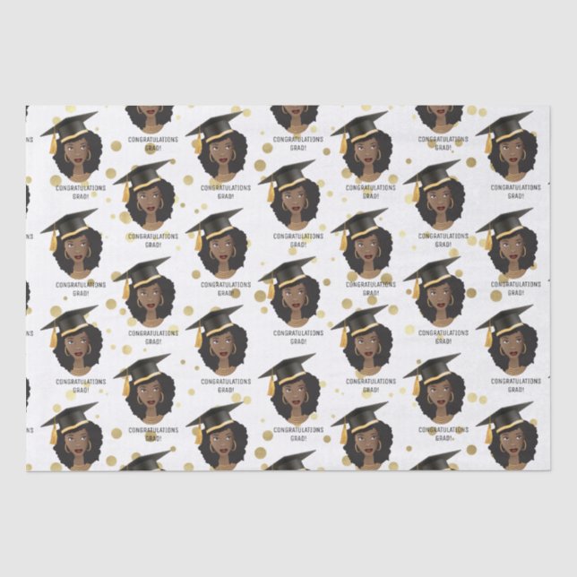 Papier Mousseline Félicitations Grad ! Femme noire avec casquette de (Recto)