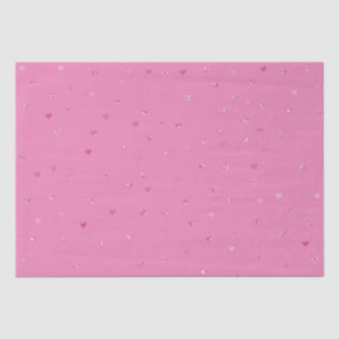Papier Mousseline Félin Rose Paillettes Glam Cœurs Anniversaire