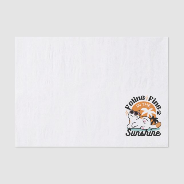 Papier Mousseline Feline fin au soleil - Chat Tropical relaxé (Recto)